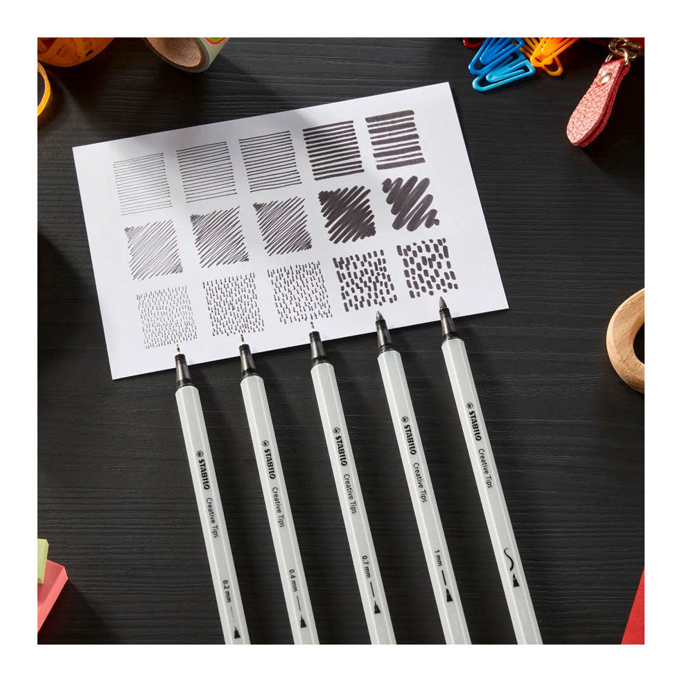 Stabilo creative tips arty pennen zwart - 5dlg