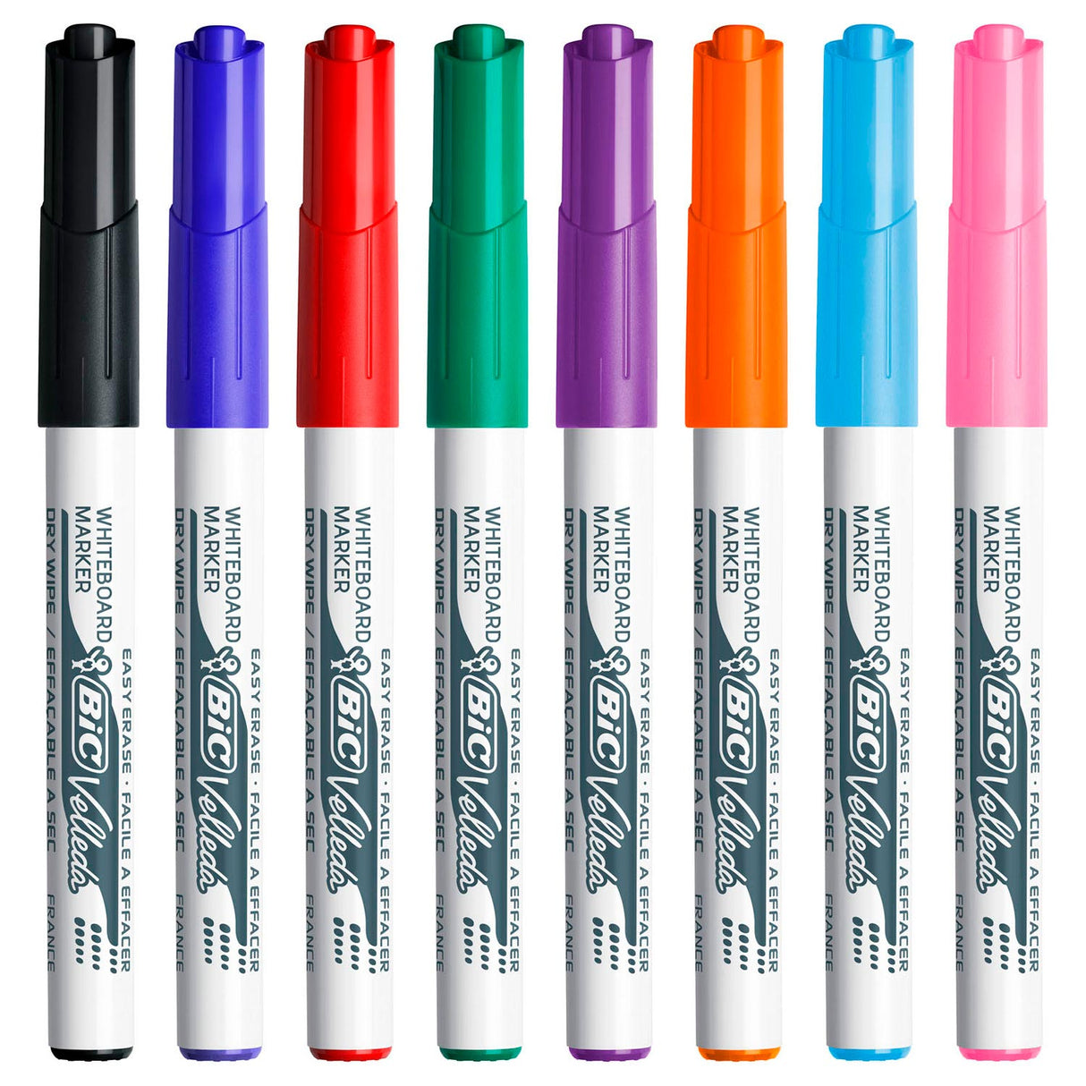 Bic velleda whiteboard markers met etui - diverse kleuren - 8 stuks