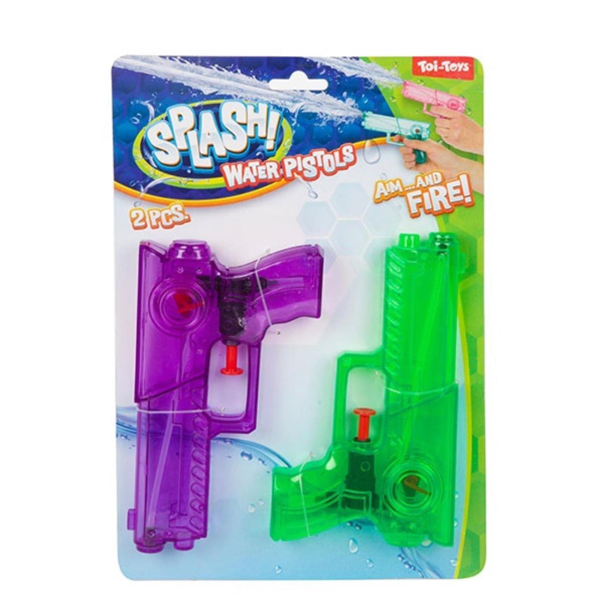 Toi-toys toi toys splash transparant waterpistool set a 2 stuks 2 assorti