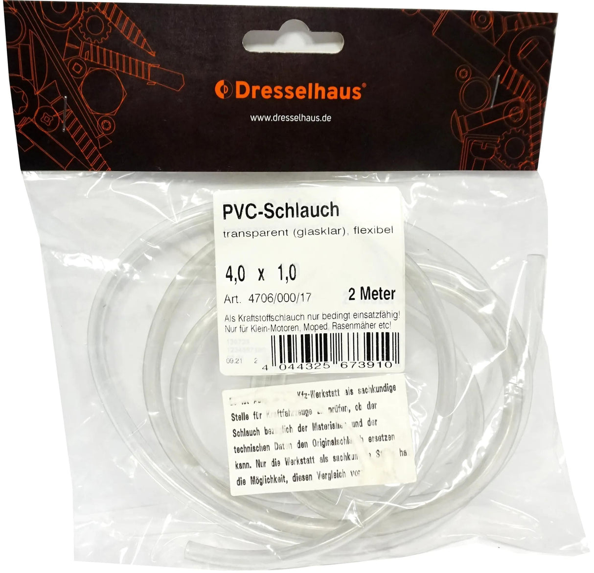 Dresselhaus brandstofslang 4706 fuel hose 4,0x1,0 dresselh. 4706 - pvc, 2m