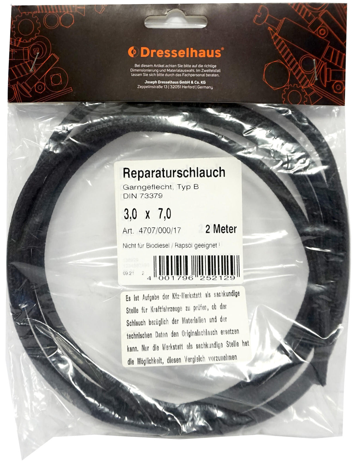 Dresselhaus brandstofslang 4707 fuel hose 5,5x10,5 dresselh. 4707 2m