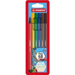 Stabilo viltstift pen 68 kleurenassortiment 6 stuks