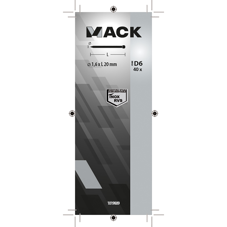 Mack 1019889 - nagel ronde kop inox a2 40 st 1,6 x 20 mm | 10 stuks