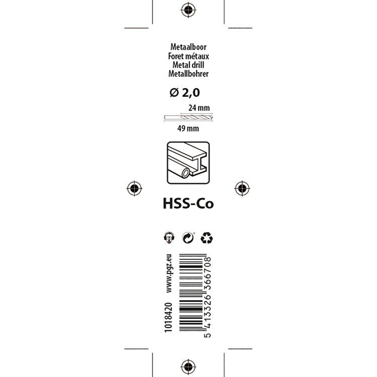 Mack 1018420 - metaalboor hss co5% din 338 ø 2,0 x 49 mm 2st | 5 stuks