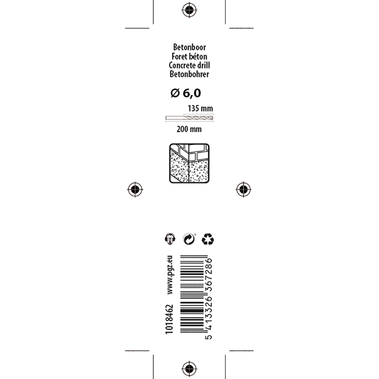 Mack 1018462 - betonboor din 8039 ø 6,0 x 200 mm | 5 stuks