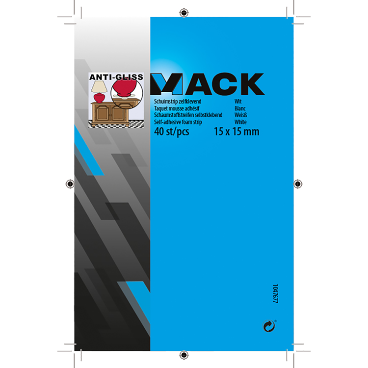 Mack 1047677 - schuimstrip zelfklevend wit 15 x 15 mm 40 st pcs | 6 stuks