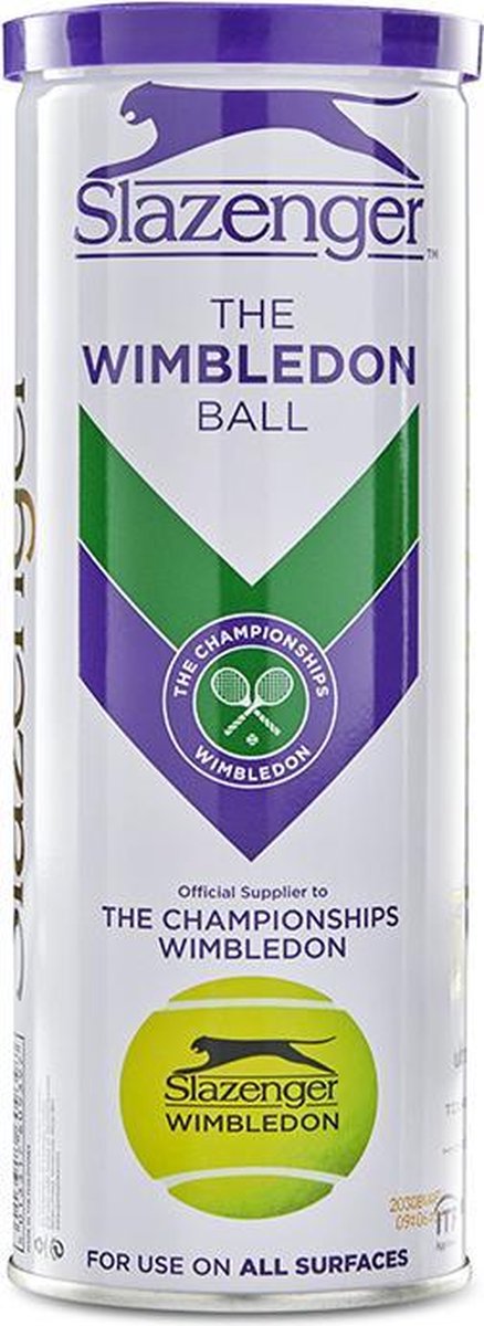 Slazenger wimbledon 3tin tennisballen - 3 stuks - geel
