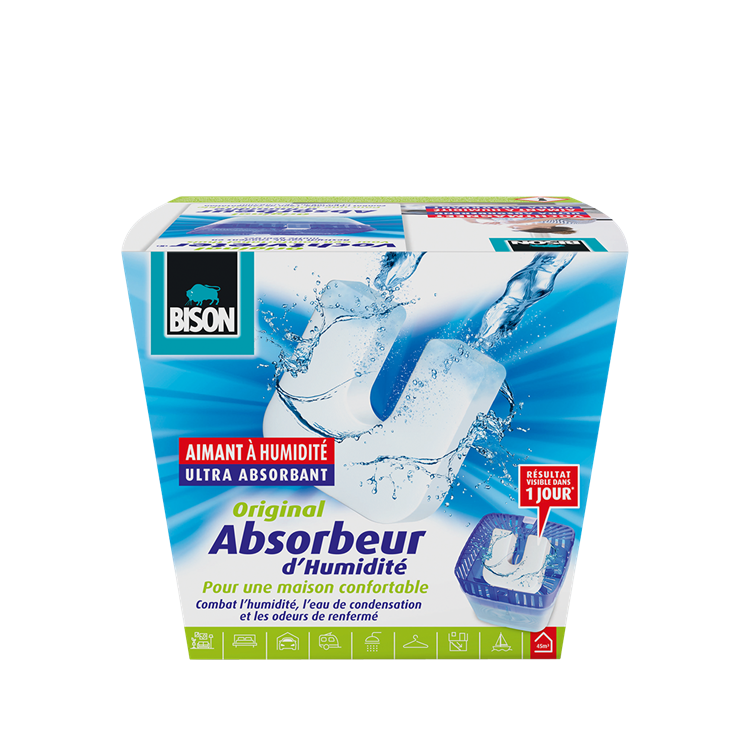 Bison vochtvreter® original, luchtontvochtiger, bestrijdt vocht en schimmel in woonruimtes, uniek luchtcirculatiesysteem, 450 g, wit, ook geschikt voor caravans en campers