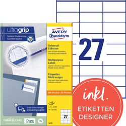 Avery multifunctionele etiketten quickpeel 2700 stuks wit