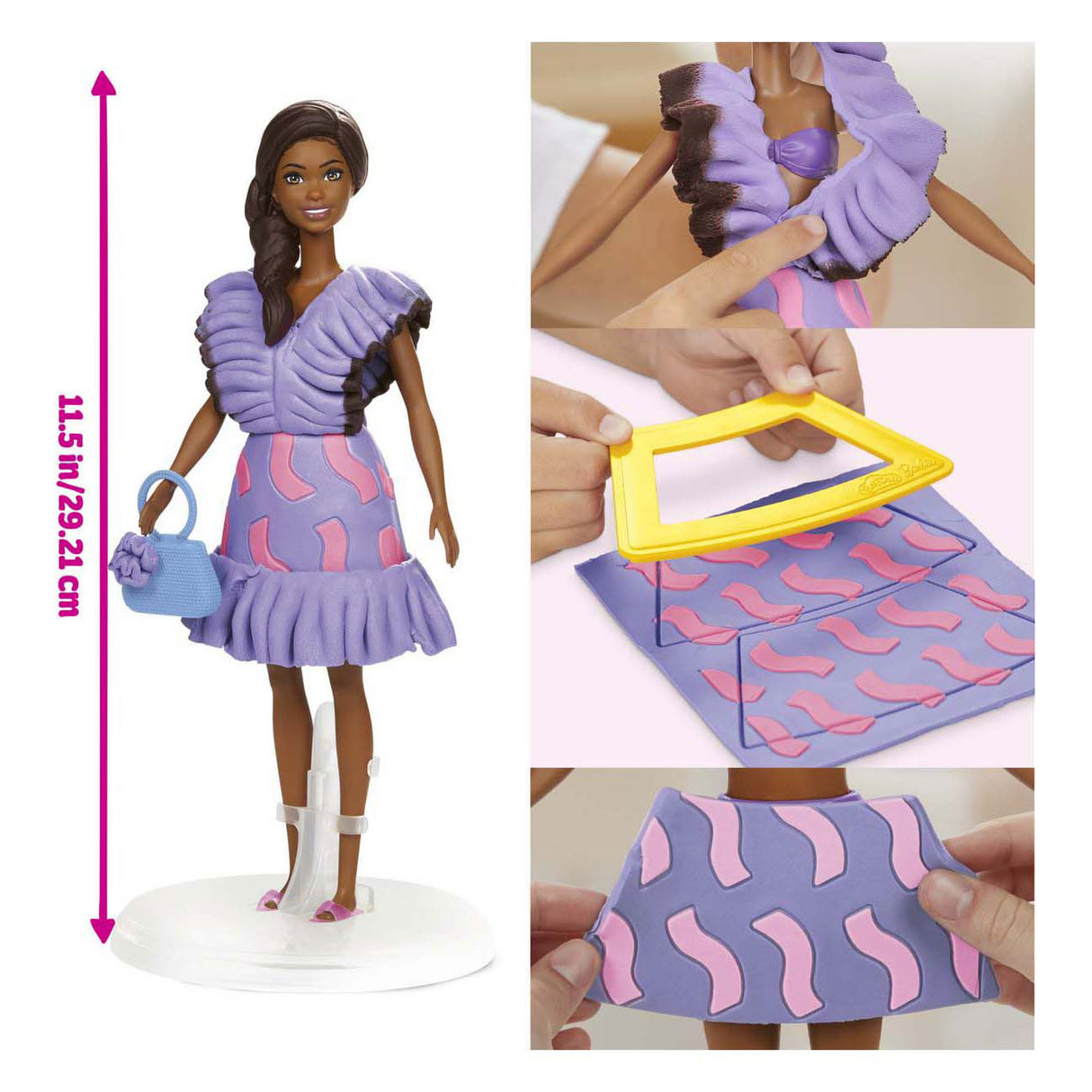 Play-doh barbie fashionista-franjes - speelset met pop - boetseerklei