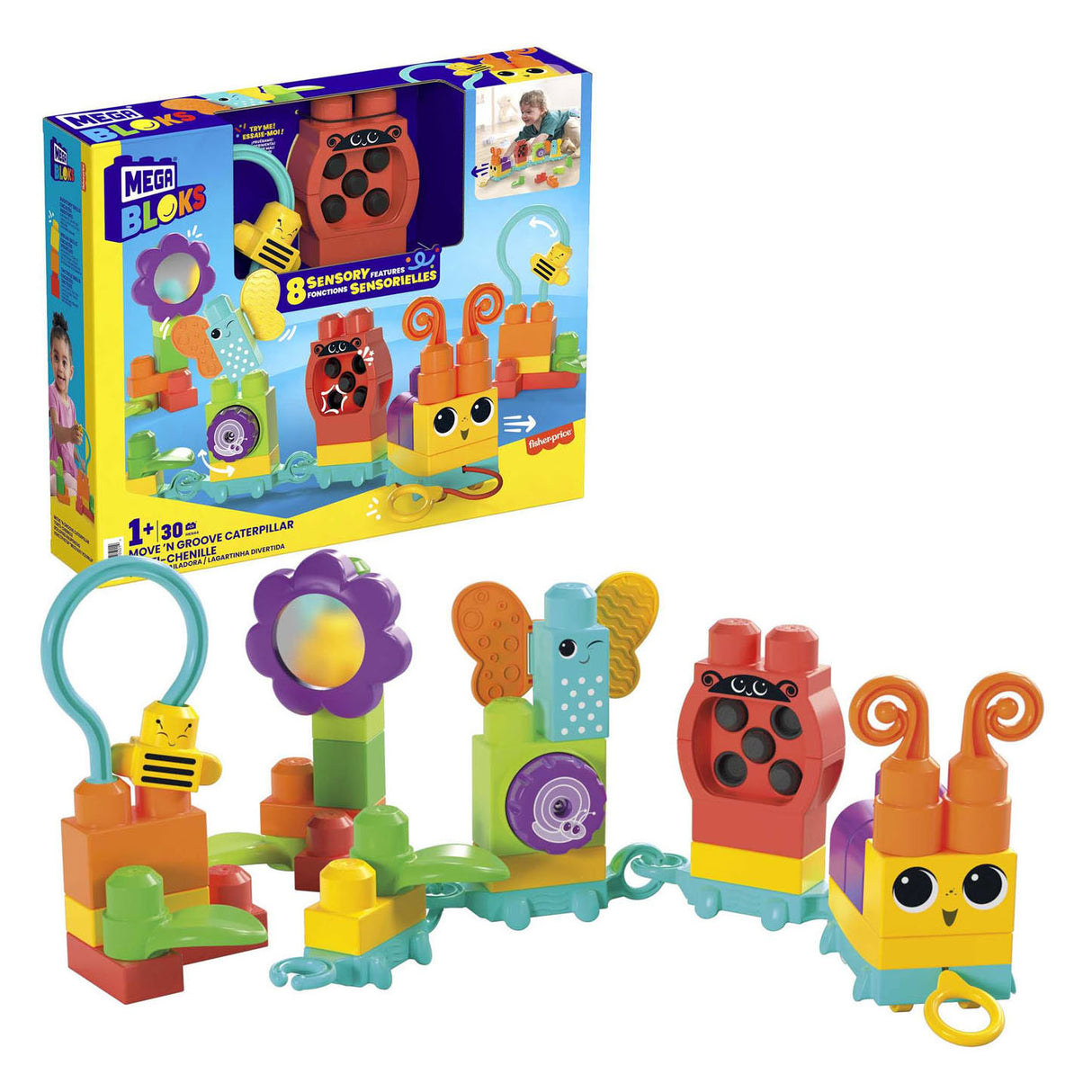 Mega bloks move' n groove caterpillar bouwset - 30dlg.