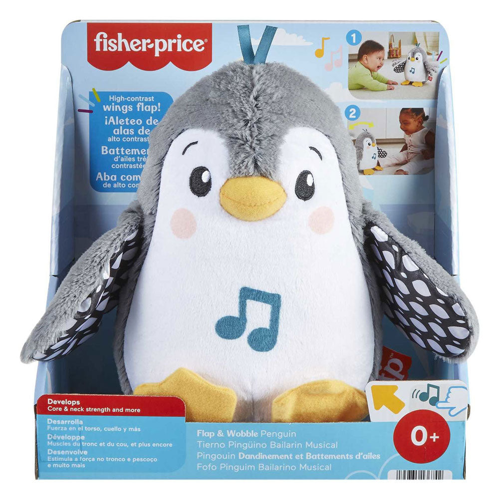 Fisher-price flap wobble penguin - 20 cm hoog - interactieve knuffel