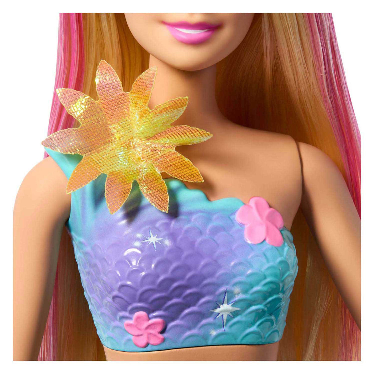 Barbie zeemeermin met magische bloemen blauw