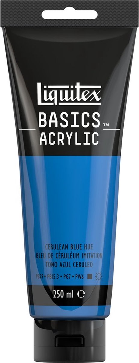 Liquitex 88700219 basics acrylverf cerulean blue hue – 250 ml | kunstenaars acrylverf | middelmatige viscositeit | lichtechte kleur voor schilderen canvas