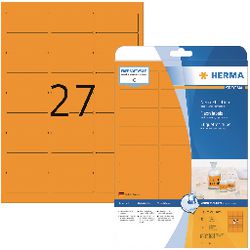 Merkloos sans marque huismerk herma 5141 universele etiket 63,5x29,6mm oranje - 540 etiketten