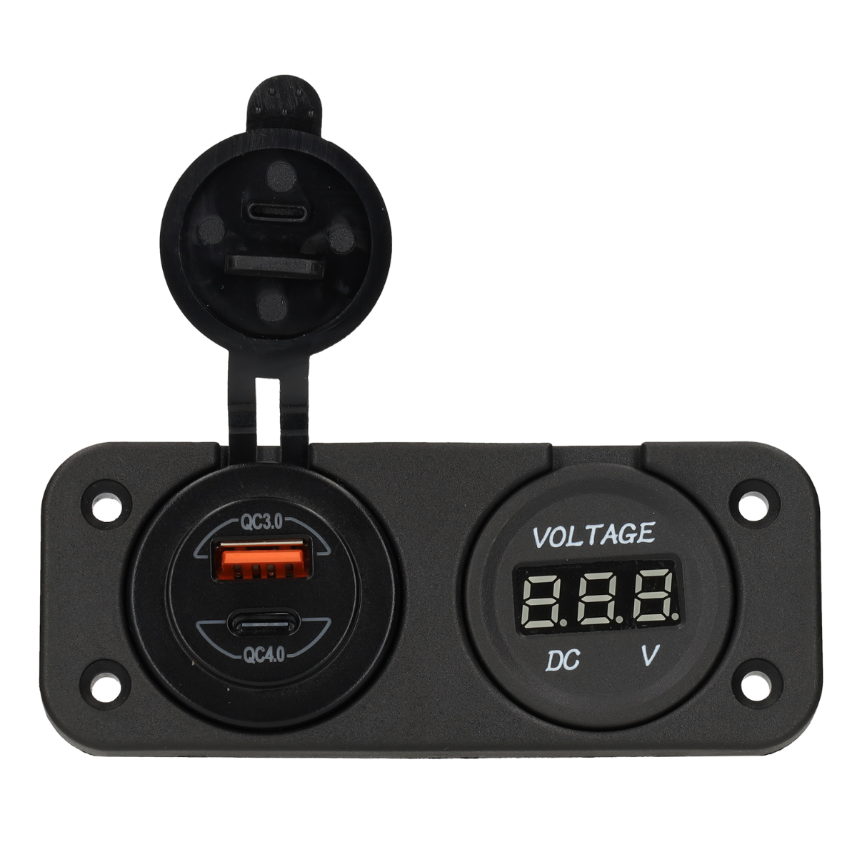 Power line digitale voltmeter 10-30v en usb-a + usb-c lader - inbouw