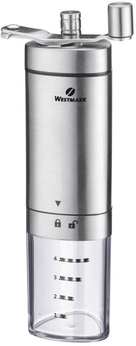 Westmark handmatige koffiemolen met keramische molen, tot 4 kopjes koffie, met maataanduidingen, brasilia, lengte: 20,5 cm, roestvrij staal keramiek, 24902260