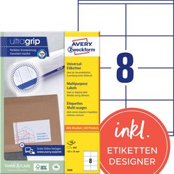Merkloos sans marque universele etiketten avery 3426 105x70mm wit