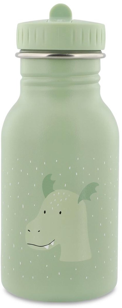 Trixie drinkfles – mr. dragon- rvs waterfles voor kinderen - 350ml - lekvrije fles – groen – draak