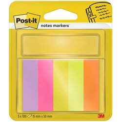 Post-it notes indexen papier 670-5 15x50mm assorti neon beschrijfbaar 500vel