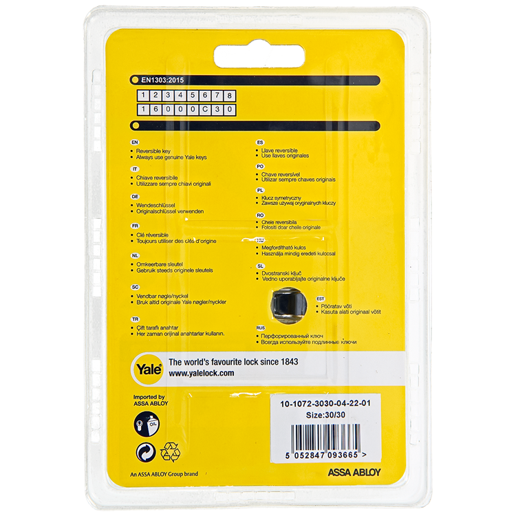 Yale 1060533 - profielcilinder 1000 mv 60mm(30 30) | 2 stuks