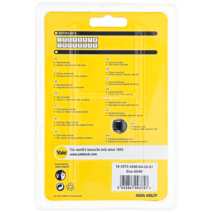 Yale 1060542 - profielcilinder 1000 mv 80mm(40 40) | 2 stuks