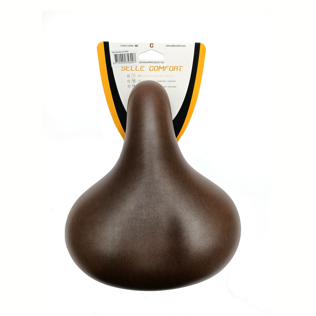 Selle comfort zadel classic retro basic, bruin met elastomeer vering. zonder strop