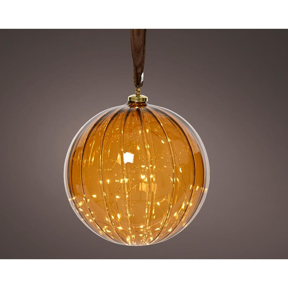Lumineo bal led glas dia 10cm bruin warmwit