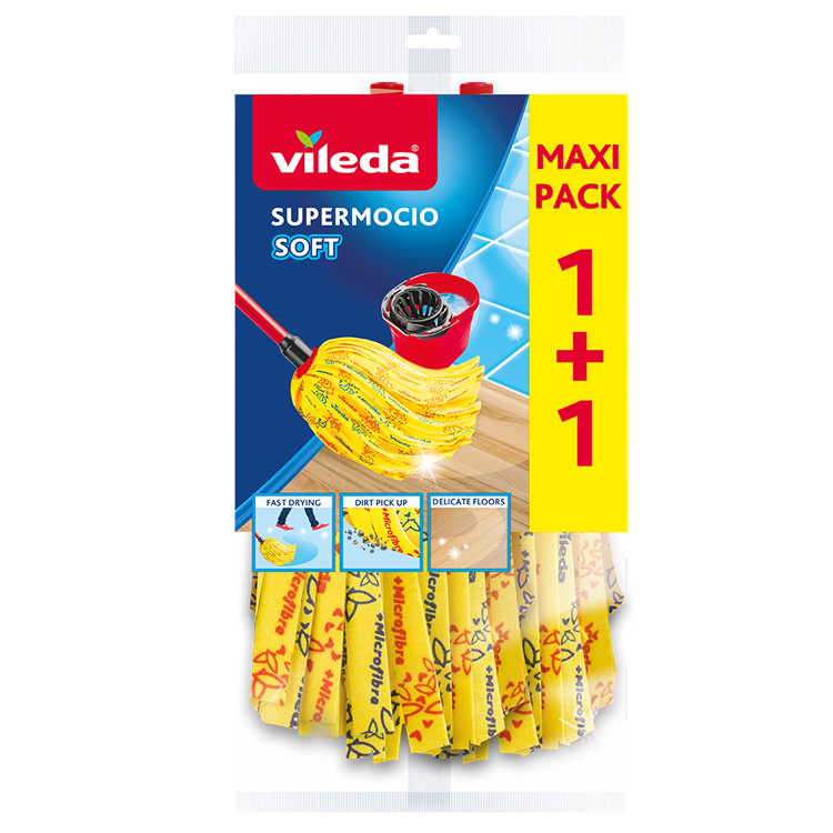 Vileda supermocio soft vervanging - navulling voor de supermocio - 2 stuks