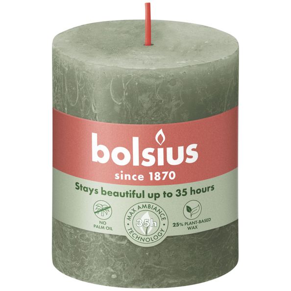 Bolsius stompkaarsen shine 4 st rustiek 80x68 mm fris olijfkleurig