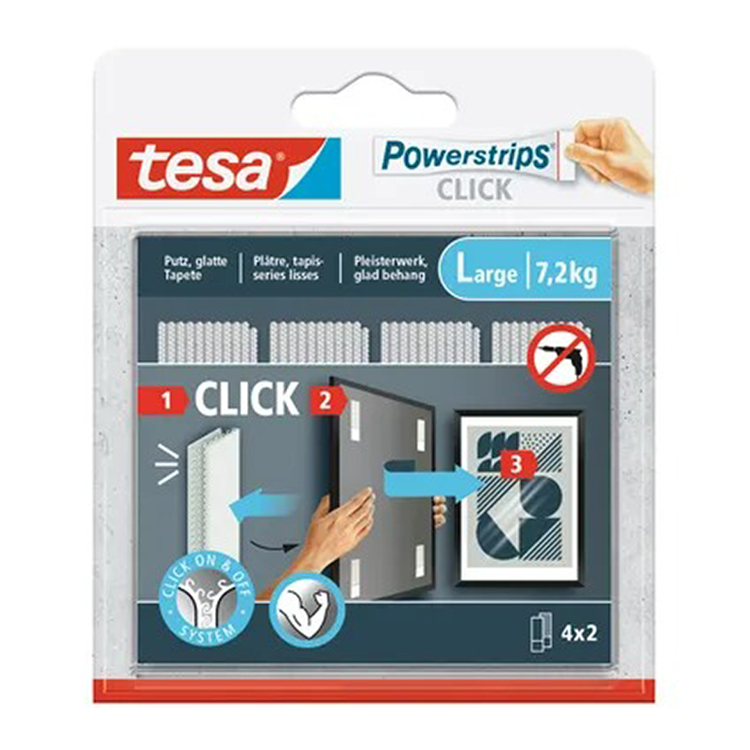 Tesa powerstrips click klittenband strips large, wit