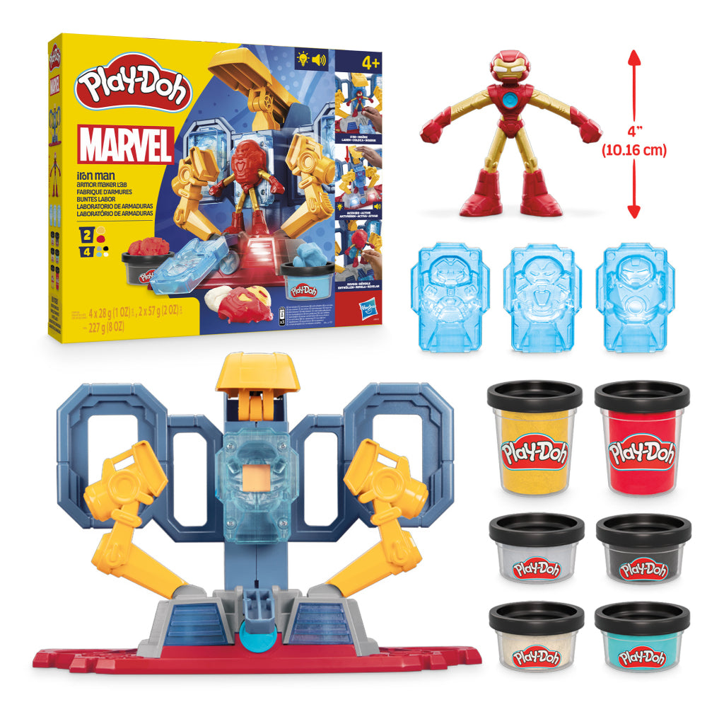 Play-doh marvel iron man harnas laboratorium speelset - boetseerklei - inclusief iron man figuur