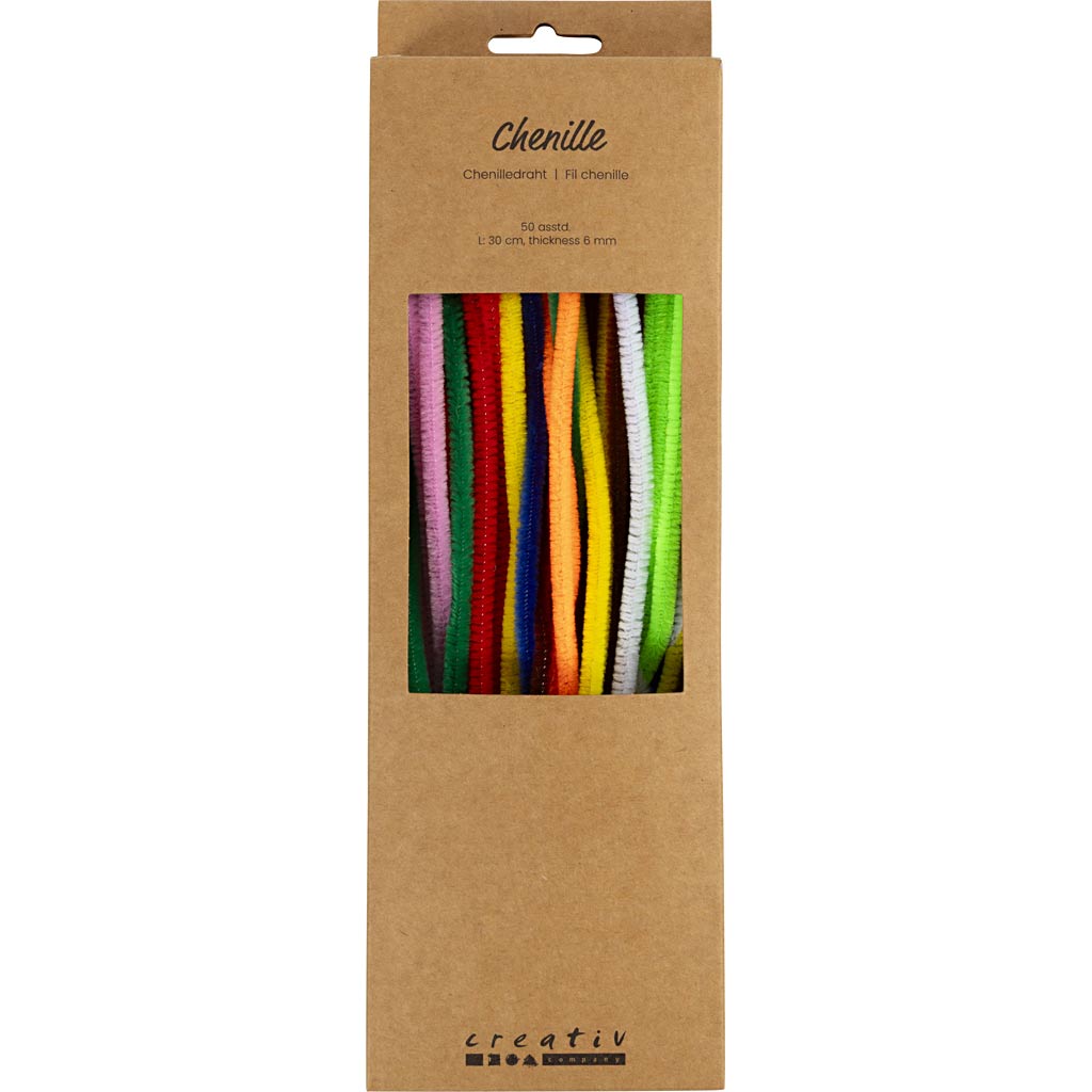 Creativ company http: www.cchobby.nl chenille-l-30-cm-dikte-6-mm-diverse-kleuren-50-div-1-doos