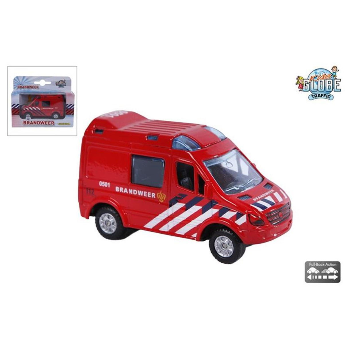 Kids globe brandweer nl die cast pullback-action 8cm
