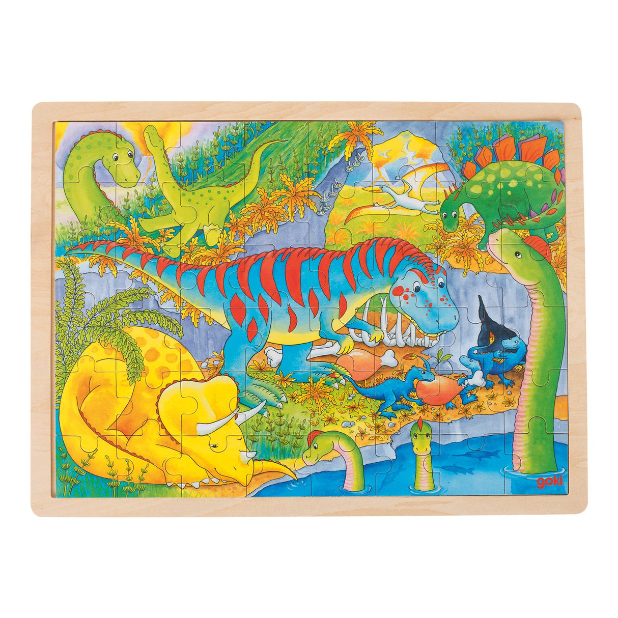 Goki houten legpuzzel - dino's, 48st.