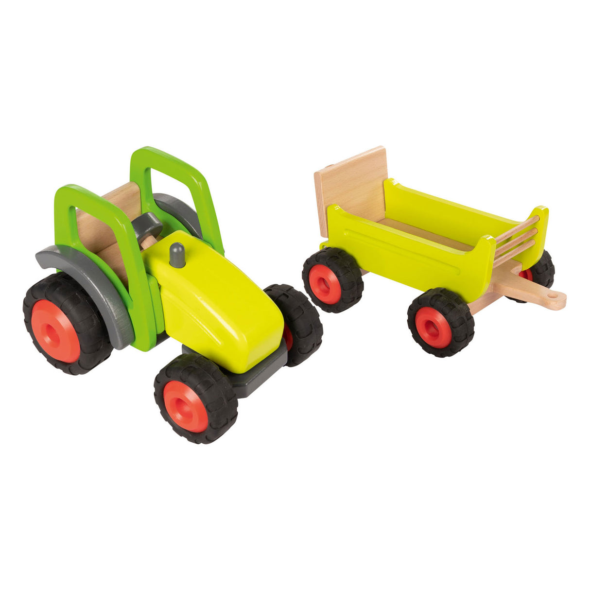 Goki houten tractor met trailer