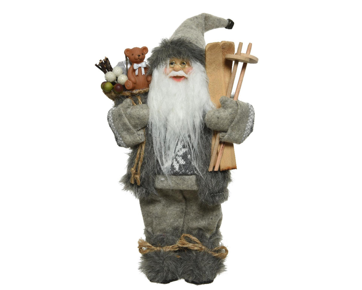 Decoris kerstman h45cm grijs polyester