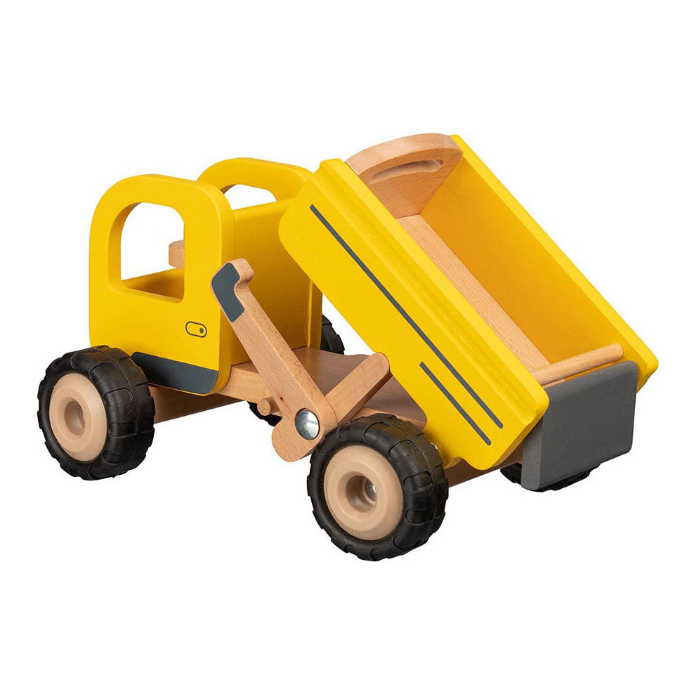 Goki houten voertuig: kiepwagen 25x17x14,5cm, met rubberen banden, 3+
