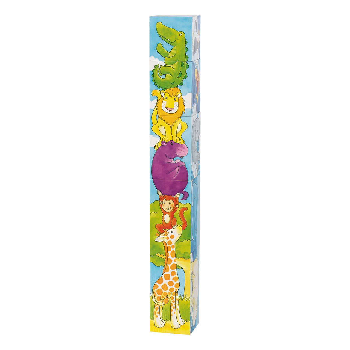 Goki houten blokpuzzel safari, 5st.