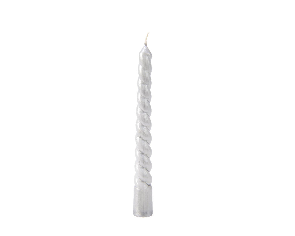 Decoris kerstboomkaars zilver ø1,2x10cm set a 8