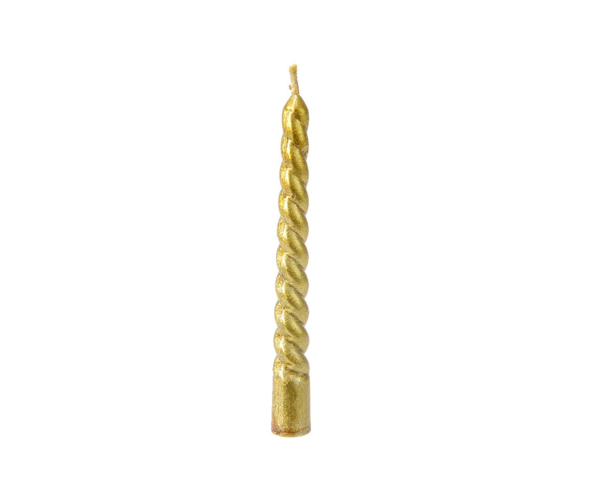 Decoris kaars swirl goud h10cm set a 8 st.