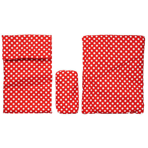 Goki poppenbeddengoed - rood met witte stippen