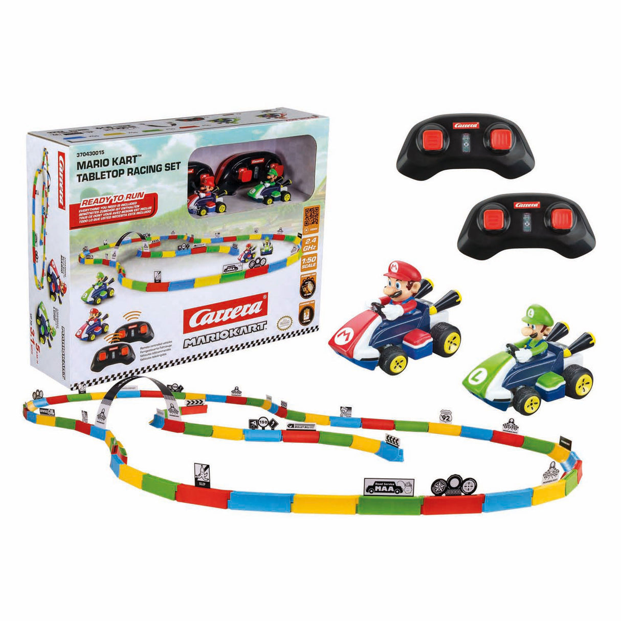 Carrera rc 2,4ghz mario kart tabletop racing set - mario luigi 1:43