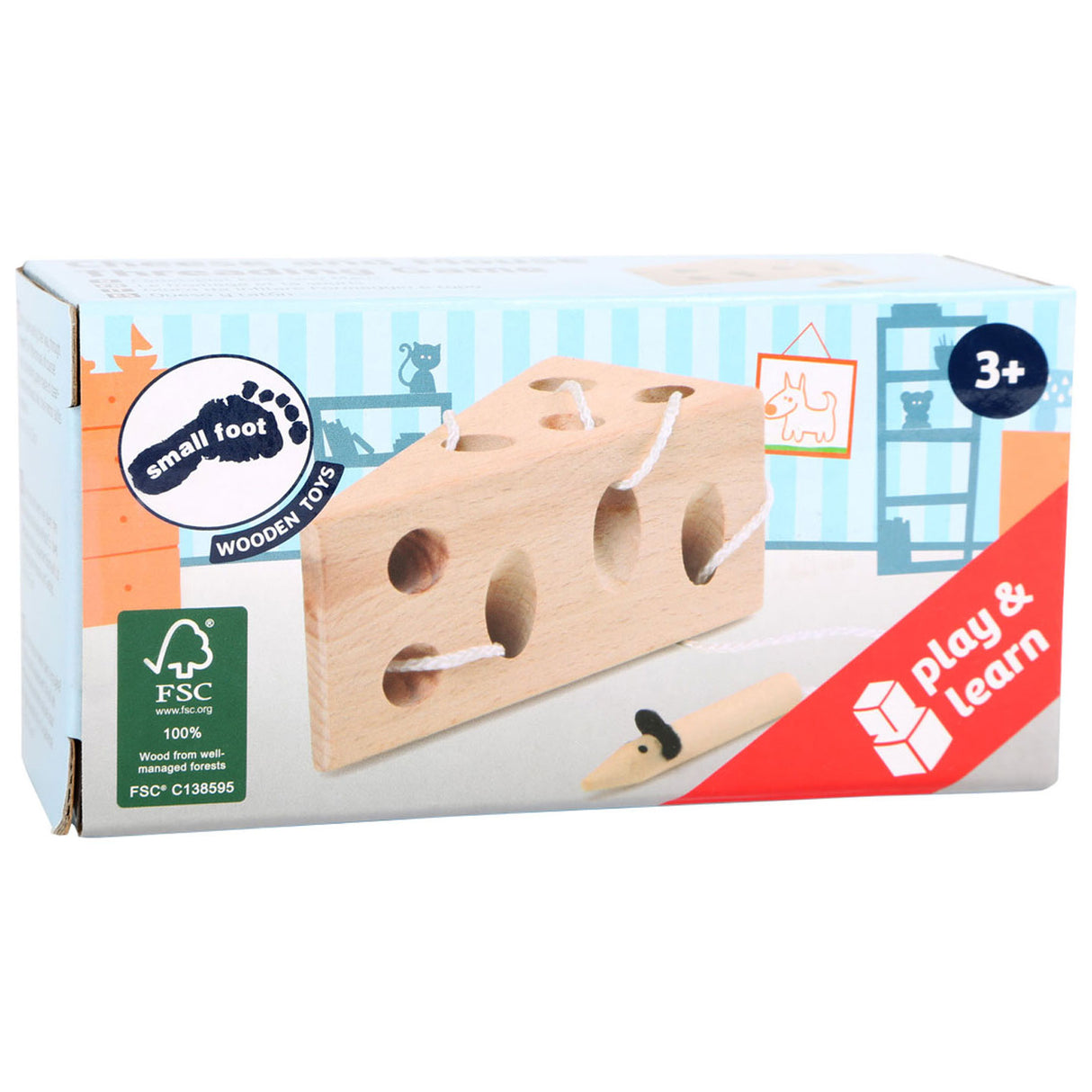 Small foot - kaas en muis houten rijgspel