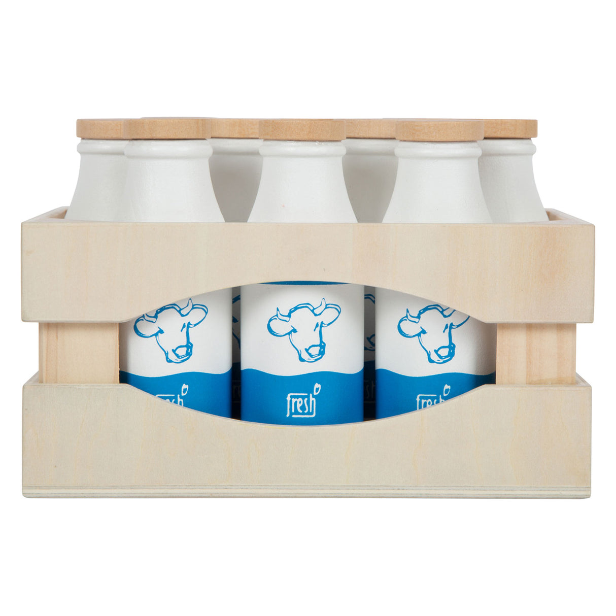 Small foot - houten krat met melkflessen, 12dlg.