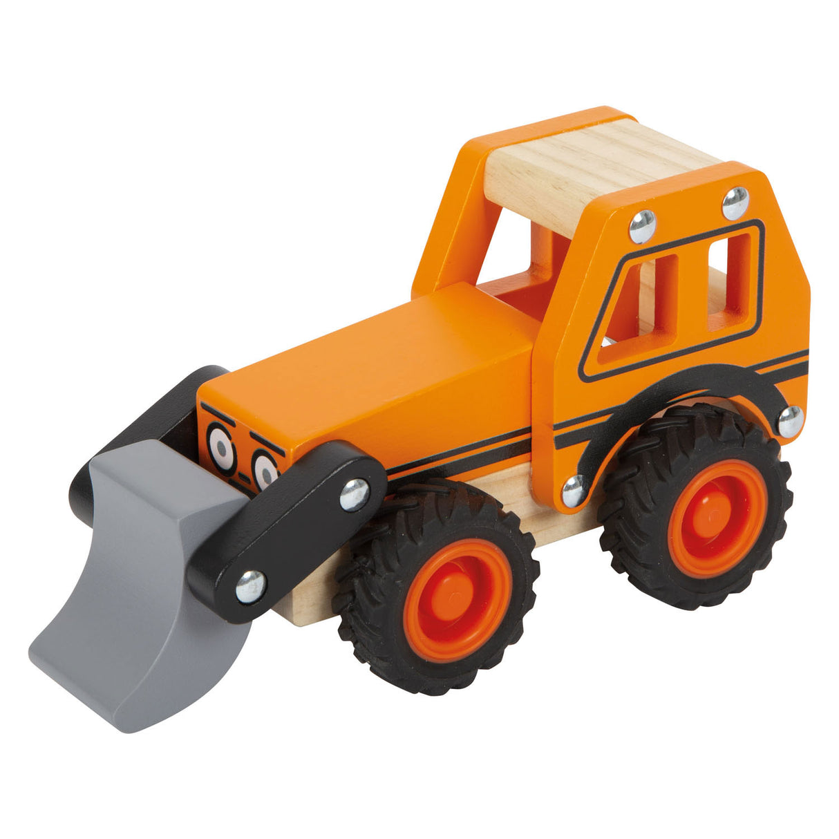 Small foot - houten graafmachine oranje