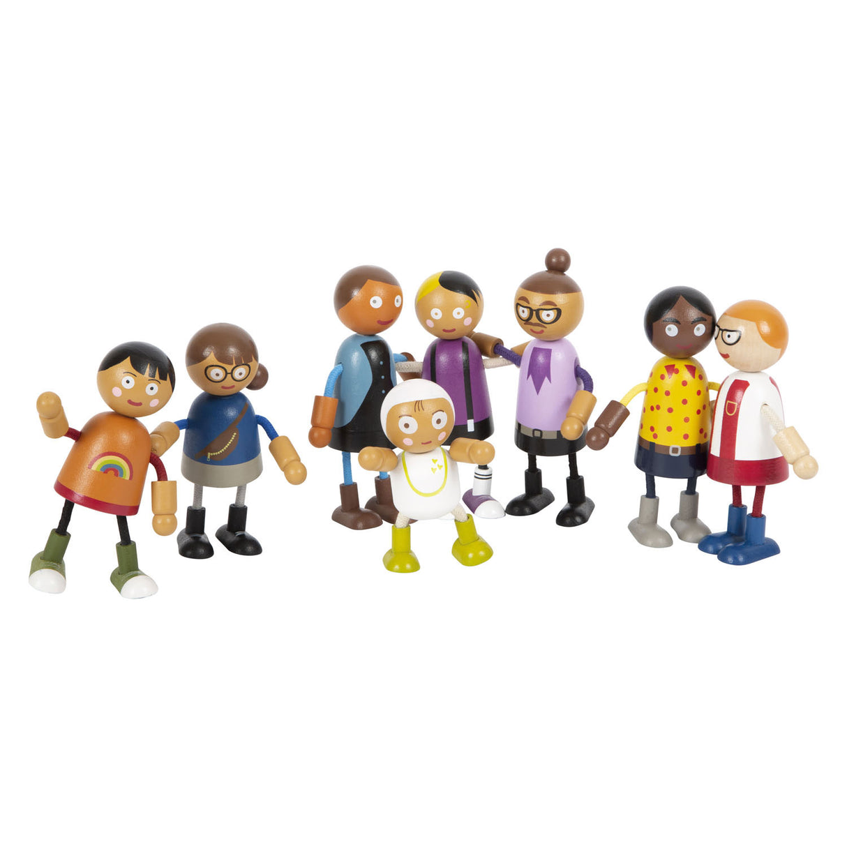 Small foot - houten buigzame poppenfamilie met baby, 8st.