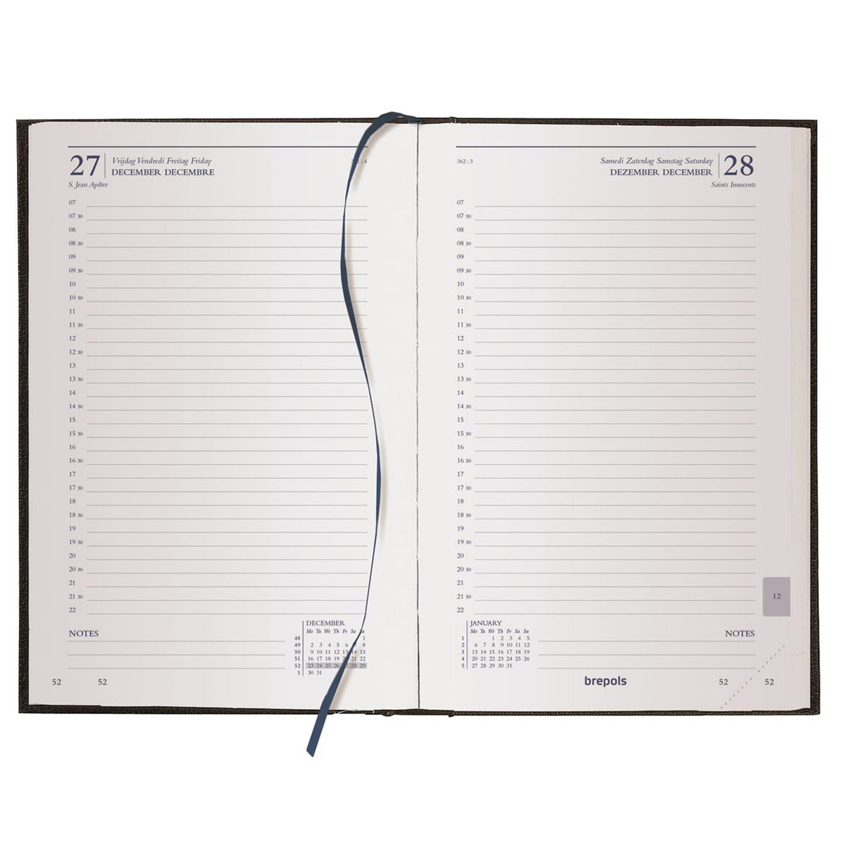 Brepols bureau agenda saturnus 1 dag 2026 lima zwart 13,3x20,8cm