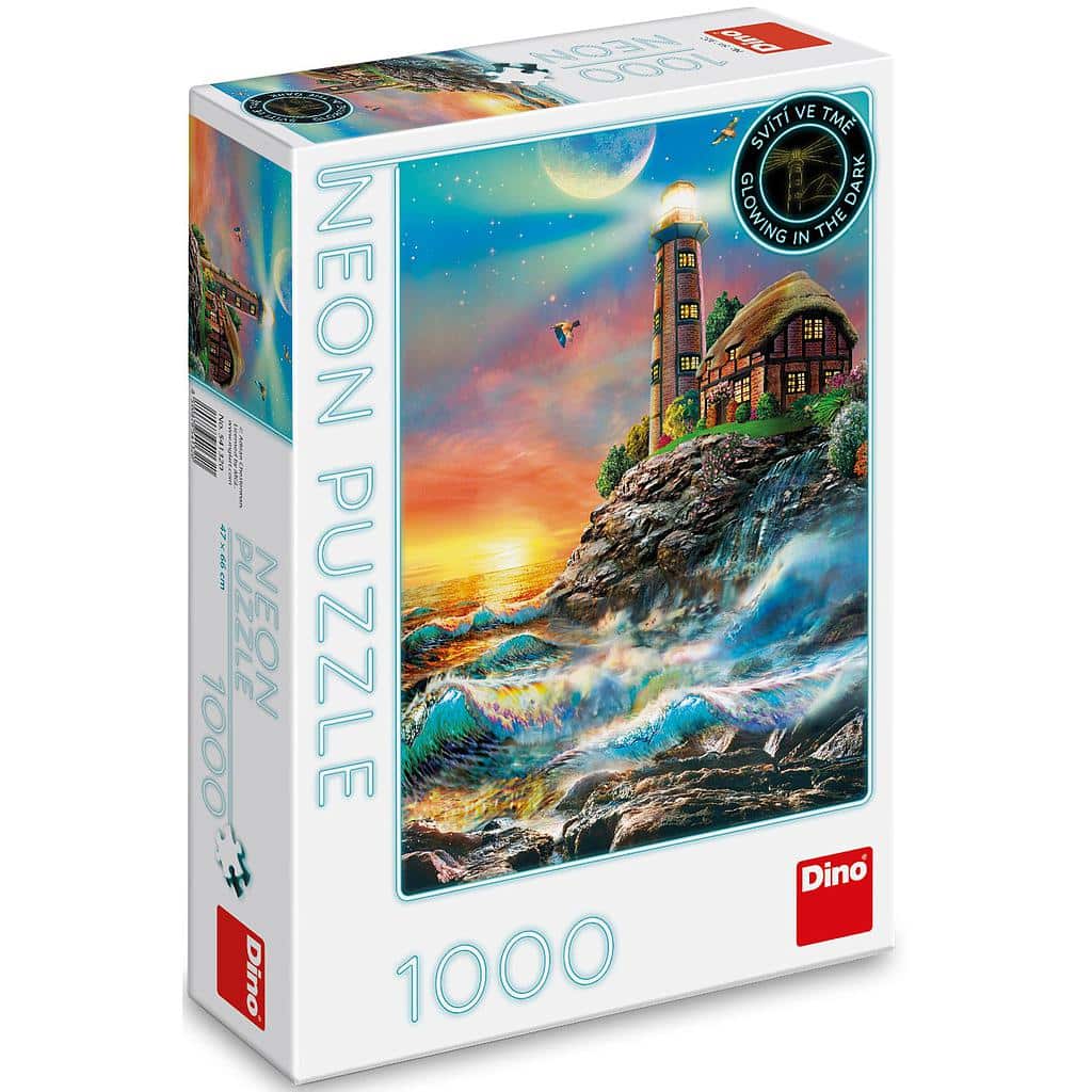 Dinotoys dino puzzel van lichttoren op een berg met neon 1000 stukjes