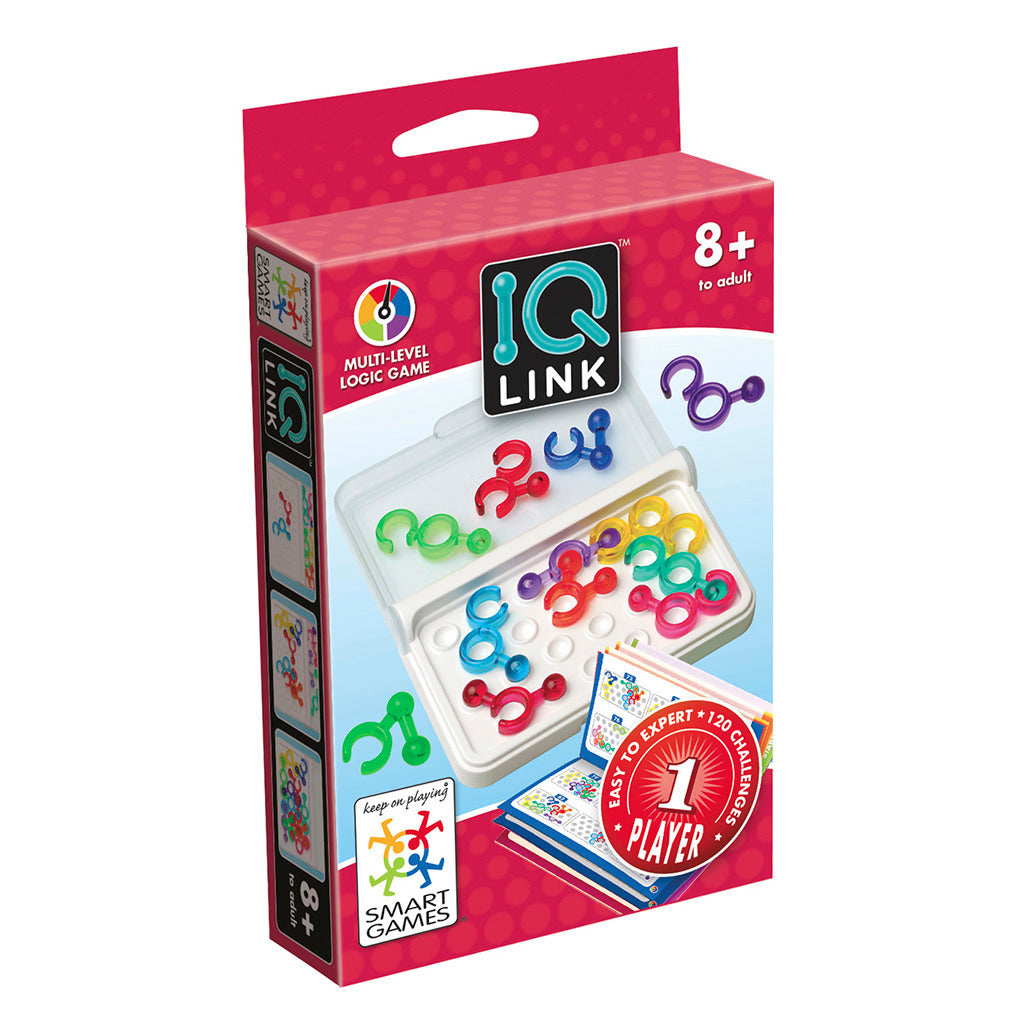 Smartgames iq link - logisch denkspel reispuzzel - 120 opdrachten met ringsysteem - educatief solospel voor kinderen en volwassenen - vanaf 8 jaar